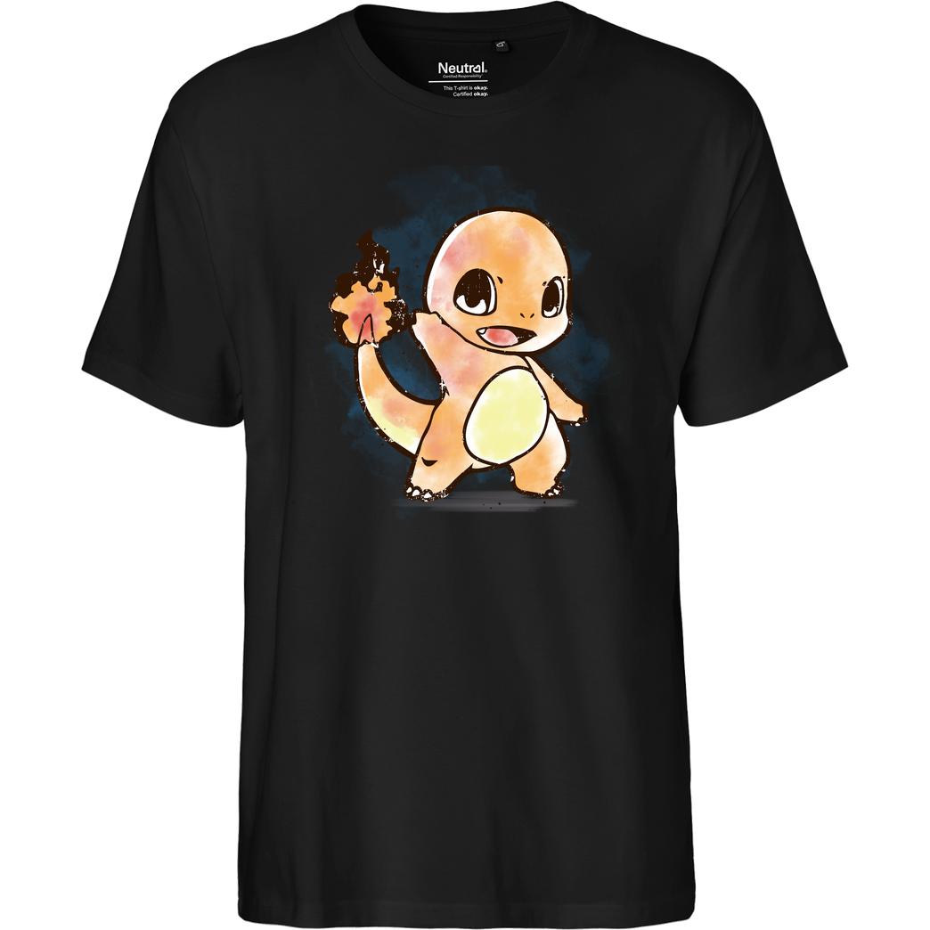 Luma_Colors Watercolor Dragon T-Shirt Fairtrade T-Shirt - schwarz