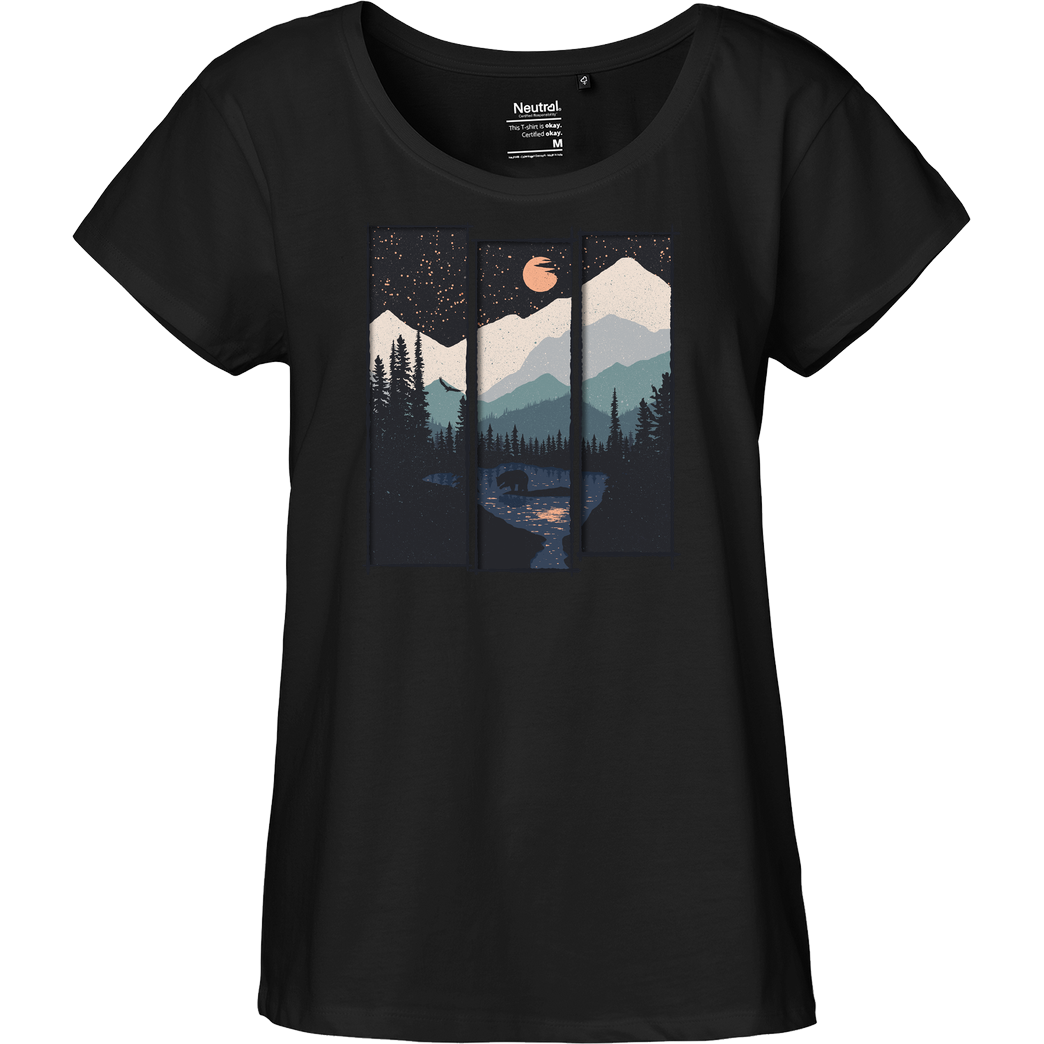 Forestore Wild Moon T-Shirt Fairtrade Loose Fit Girlie - schwarz
