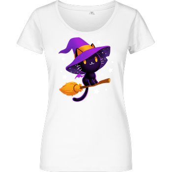 Witch cat Damenshirt weiss