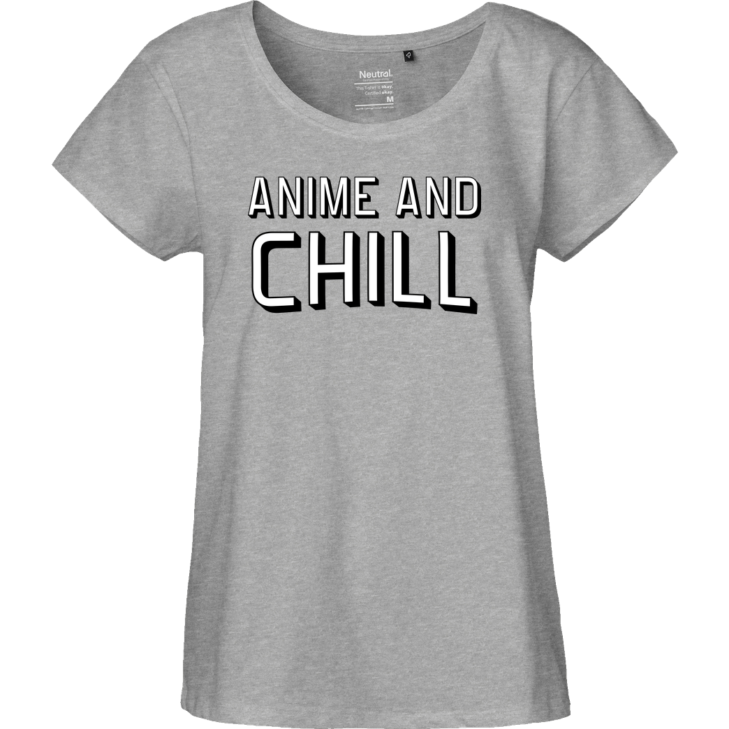 Karlangas Anime and Chill T-Shirt Fairtrade Loose Fit Girlie - heather grey