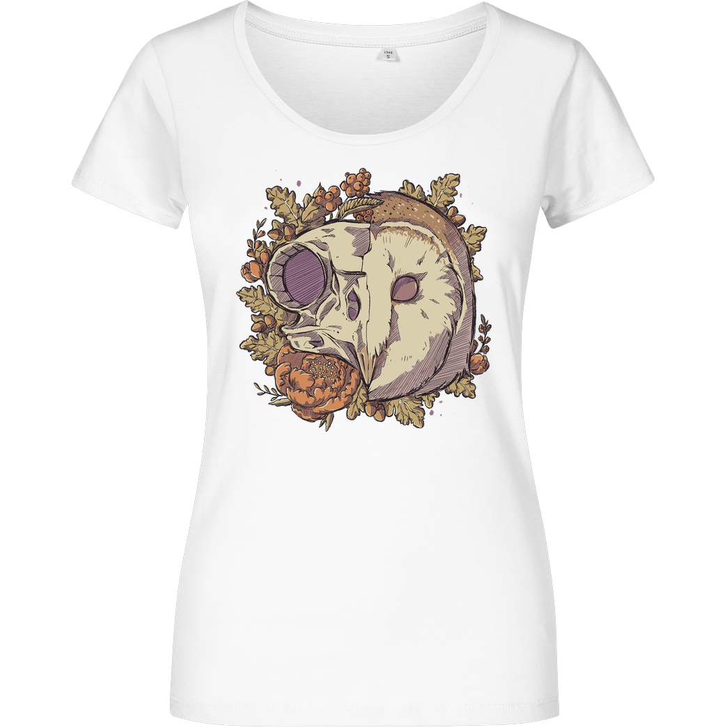 xMorfina Autumn Barn Owl Skull T-Shirt Girlshirt weiss