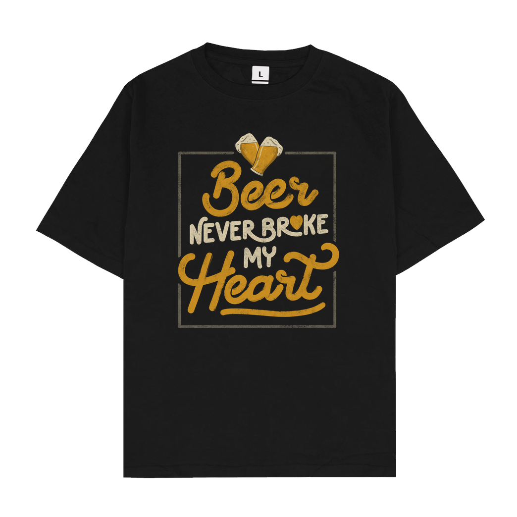 EduEly Beer Never Broke My Heart T-Shirt Oversize T-Shirt - Black