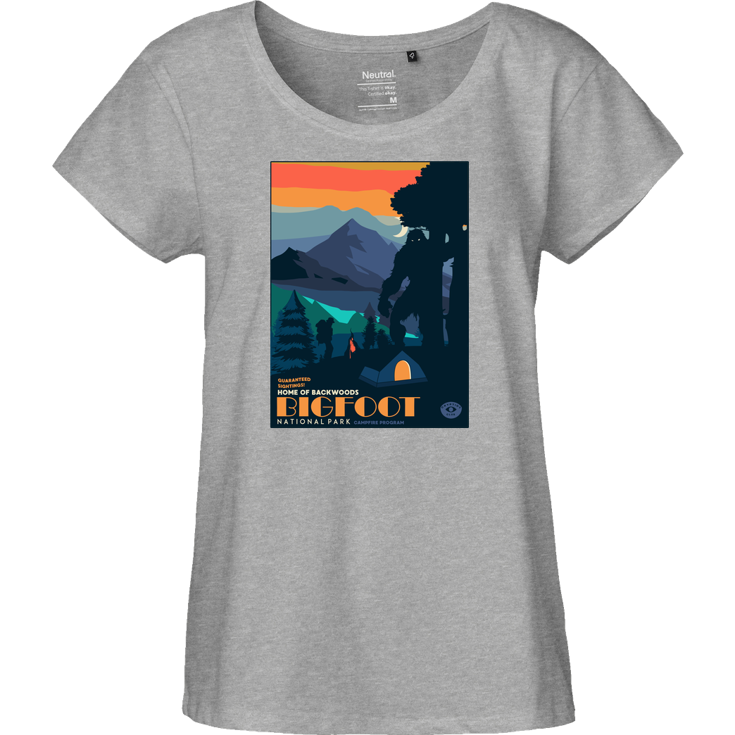 Heymoonly Bigfoot National Park T-Shirt Fairtrade Loose Fit Girlie - heather grey