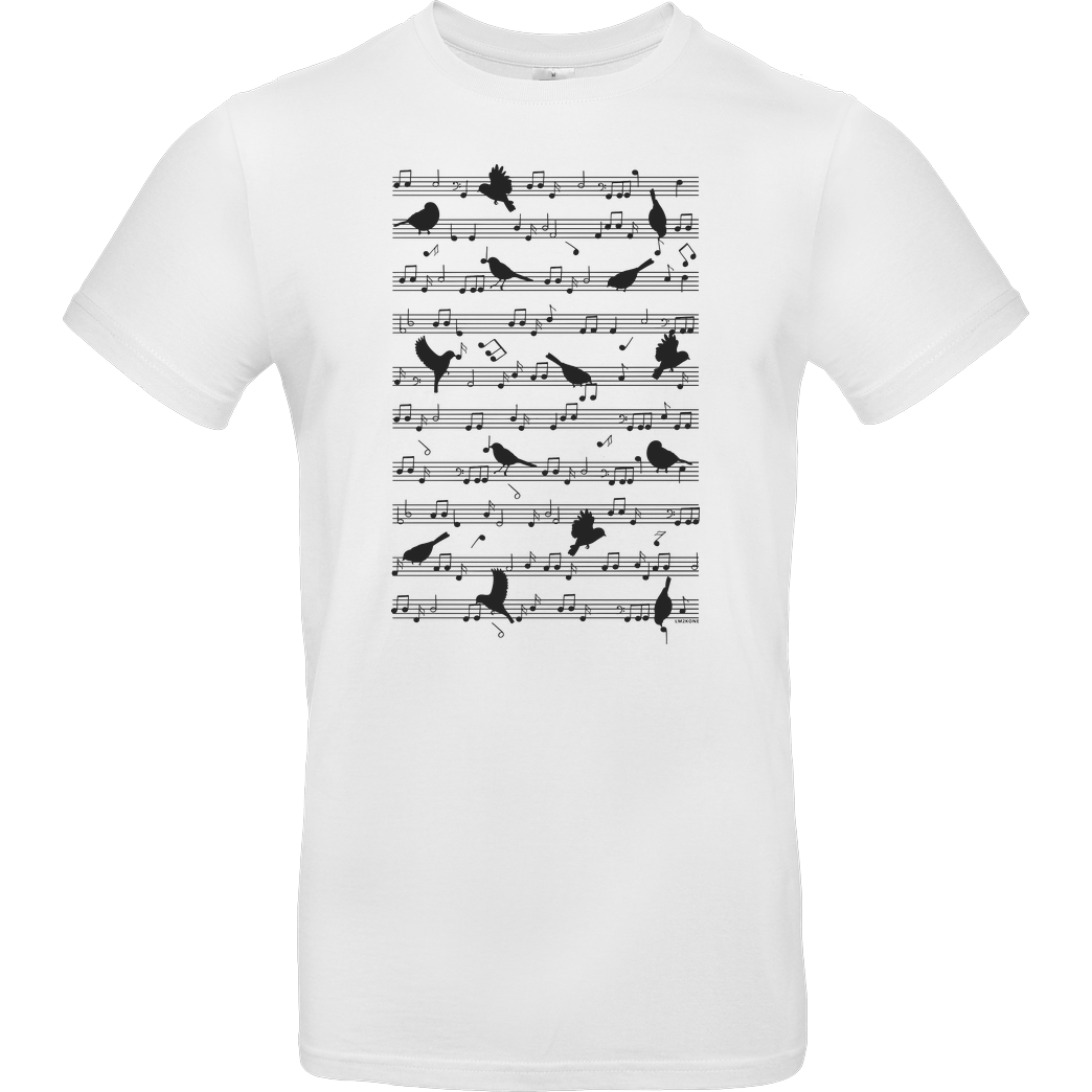 LM2Kone Birds on musical notes - black T-Shirt B&C EXACT 190 -  White