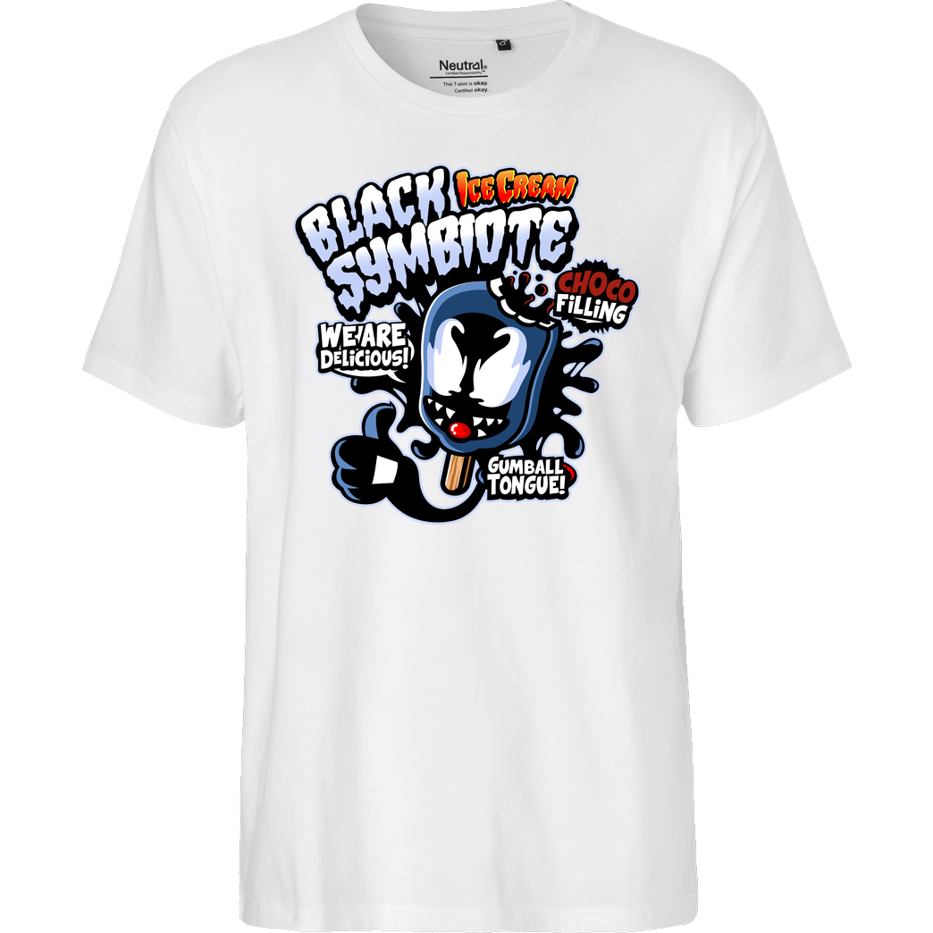 Demonigote Shirts Black Symbiote Ice Cream T-Shirt Fairtrade T-Shirt - white