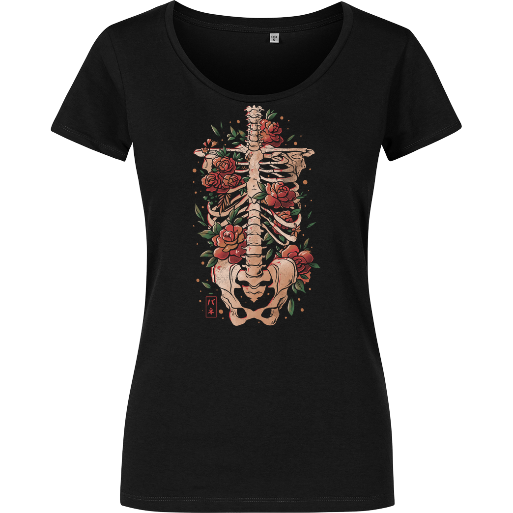 EduEly Bones and Flowers T-Shirt Girlshirt schwarz