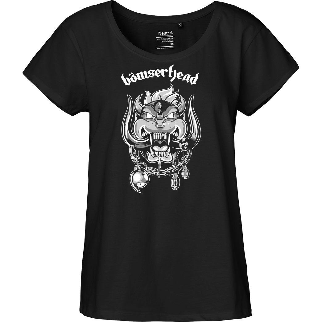 Demonigote Shirts Bowserhead T-Shirt Fairtrade Loose Fit Girlie - black