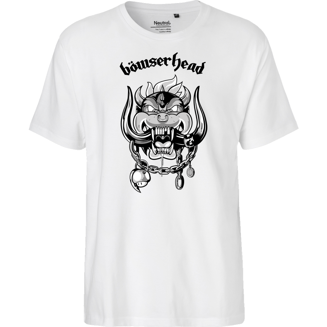 Demonigote Shirts Bowserhead II T-Shirt Fairtrade T-Shirt - white