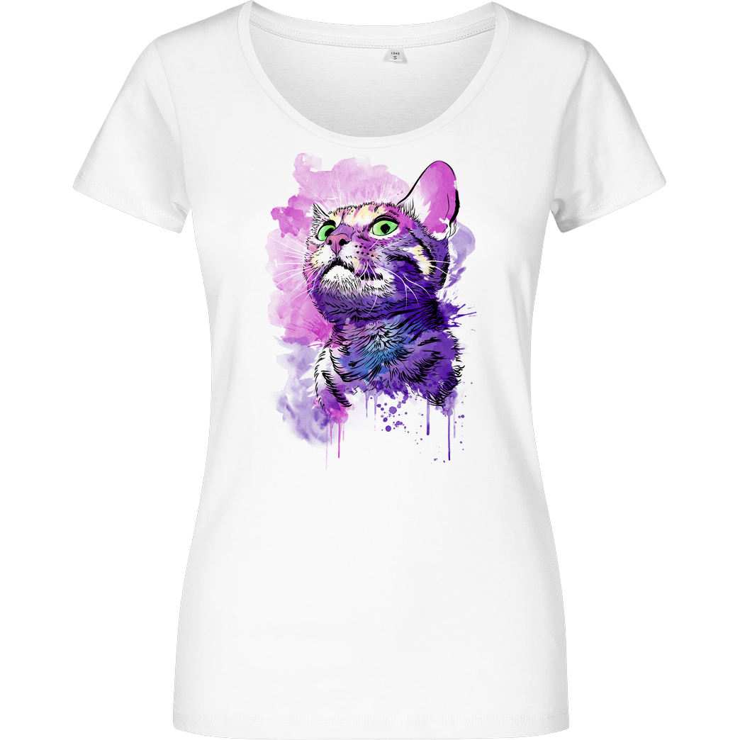 Dr.Monekers Cat Watercolor T-Shirt Girlshirt weiss