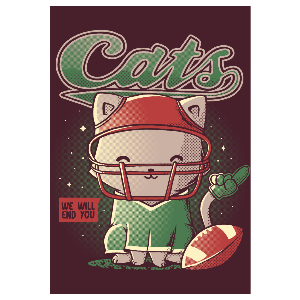 EduEly Cats Football Druck Art Print burgundy
