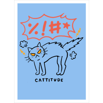 Cattitude Art Print light blue