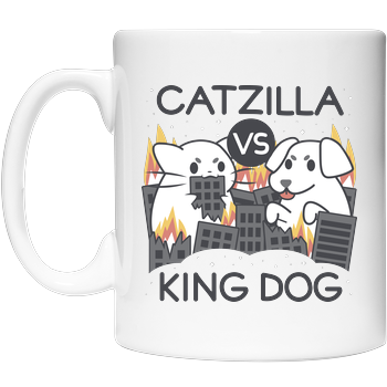 Catzilla vs King dog Coffee Mug