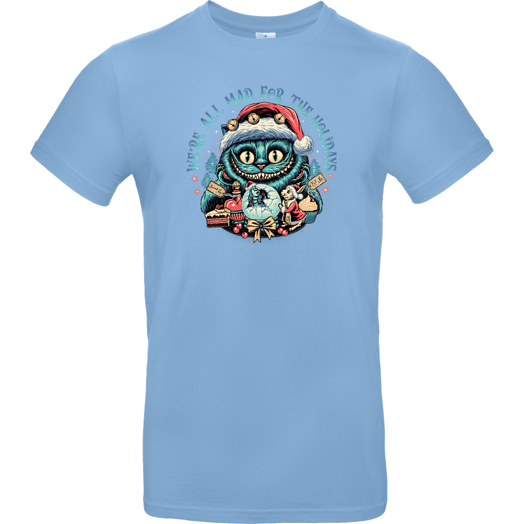 Momma Gorilla Christmas Cat T-Shirt B&C EXACT 190 - Sky Blue