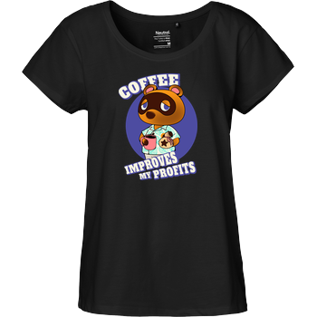 Coffee Improves My Profits Fairtrade Loose Fit Girlie - black