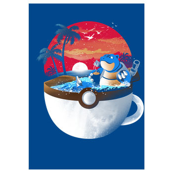Coffeemon Water Art Print blue