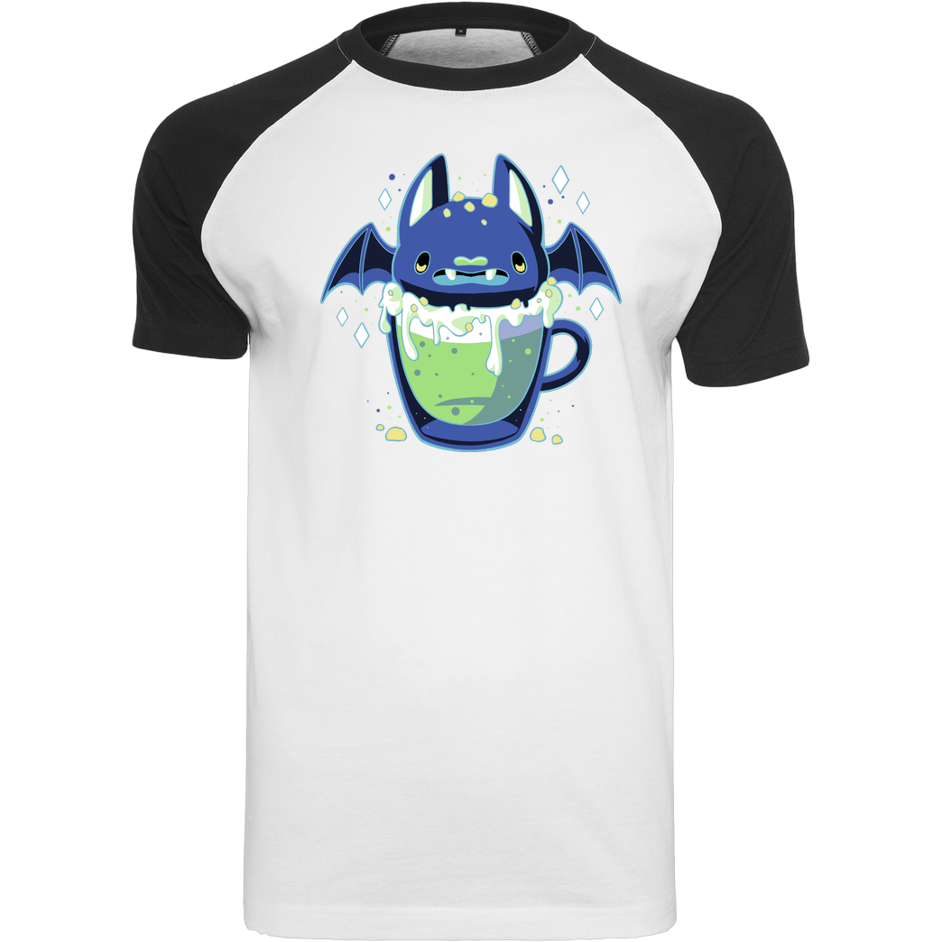 xMorfina Cute Bat Drink T-Shirt Raglan Tee white