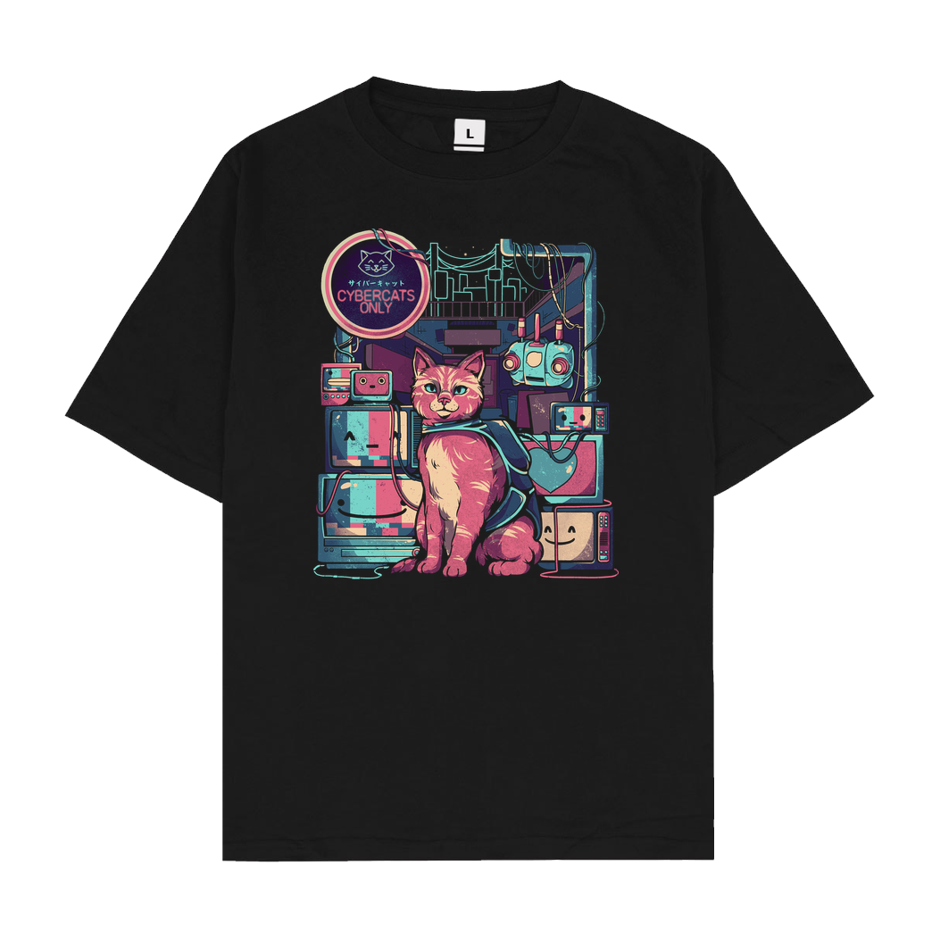 EduEly Cybercats Only T-Shirt Oversize T-Shirt - Black
