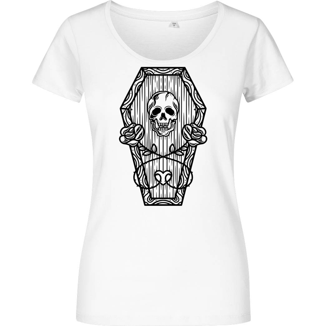 AlundrART Dead Roses Skull Tattoo Style T-Shirt Girlshirt weiss