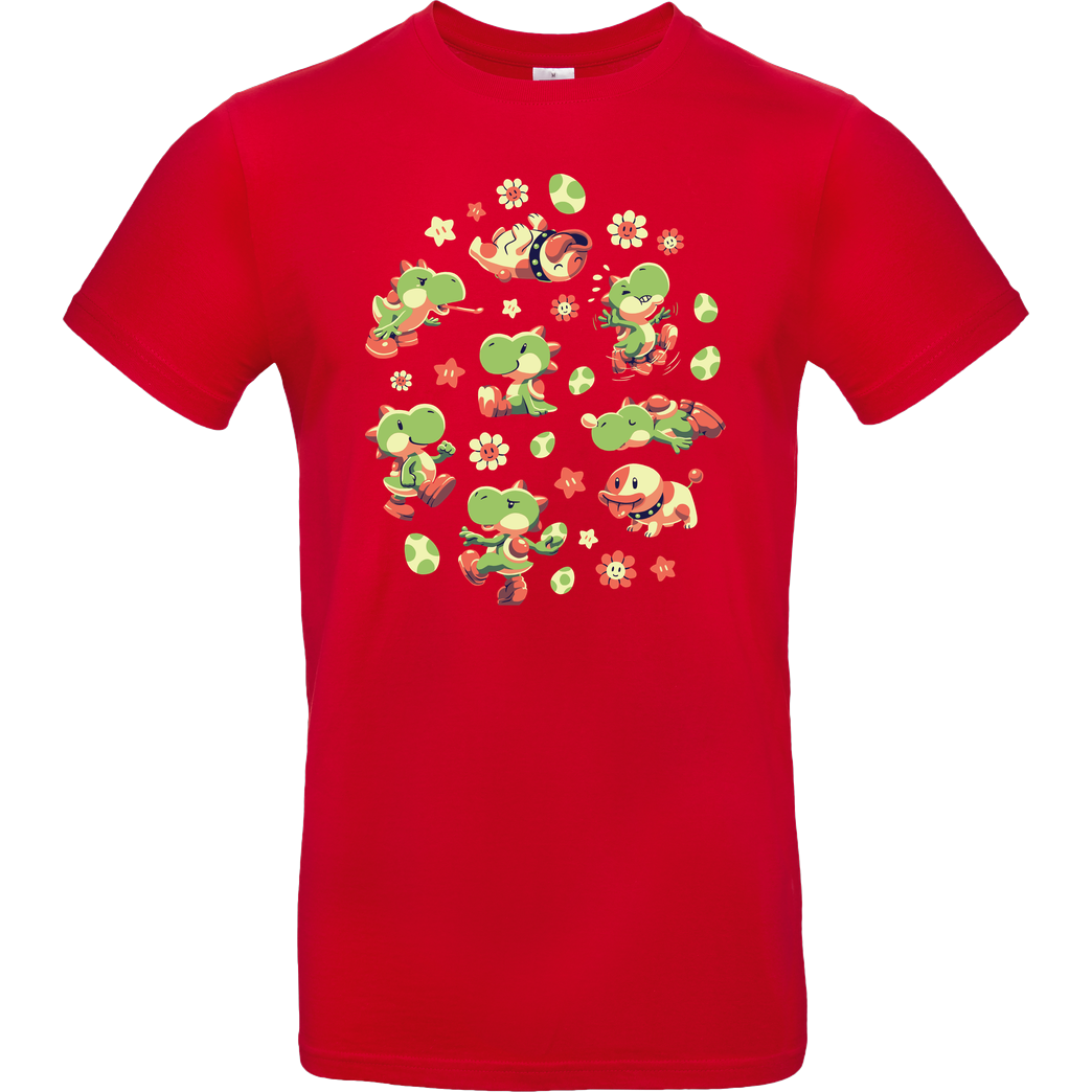 GeekyDog Dino Adventures T-Shirt B&C EXACT 190 - Red