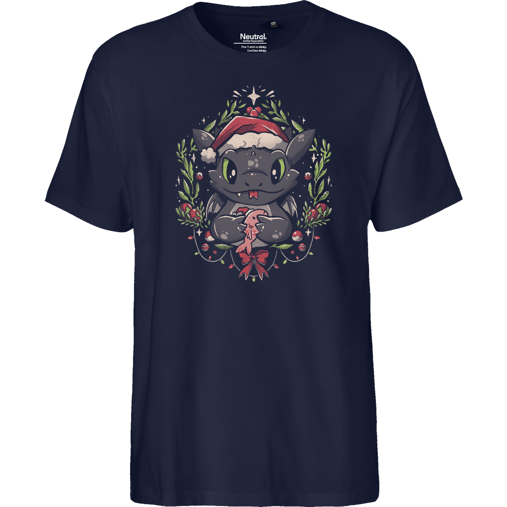 EduEly Dragon Christmas T-Shirt Fairtrade T-Shirt - navy