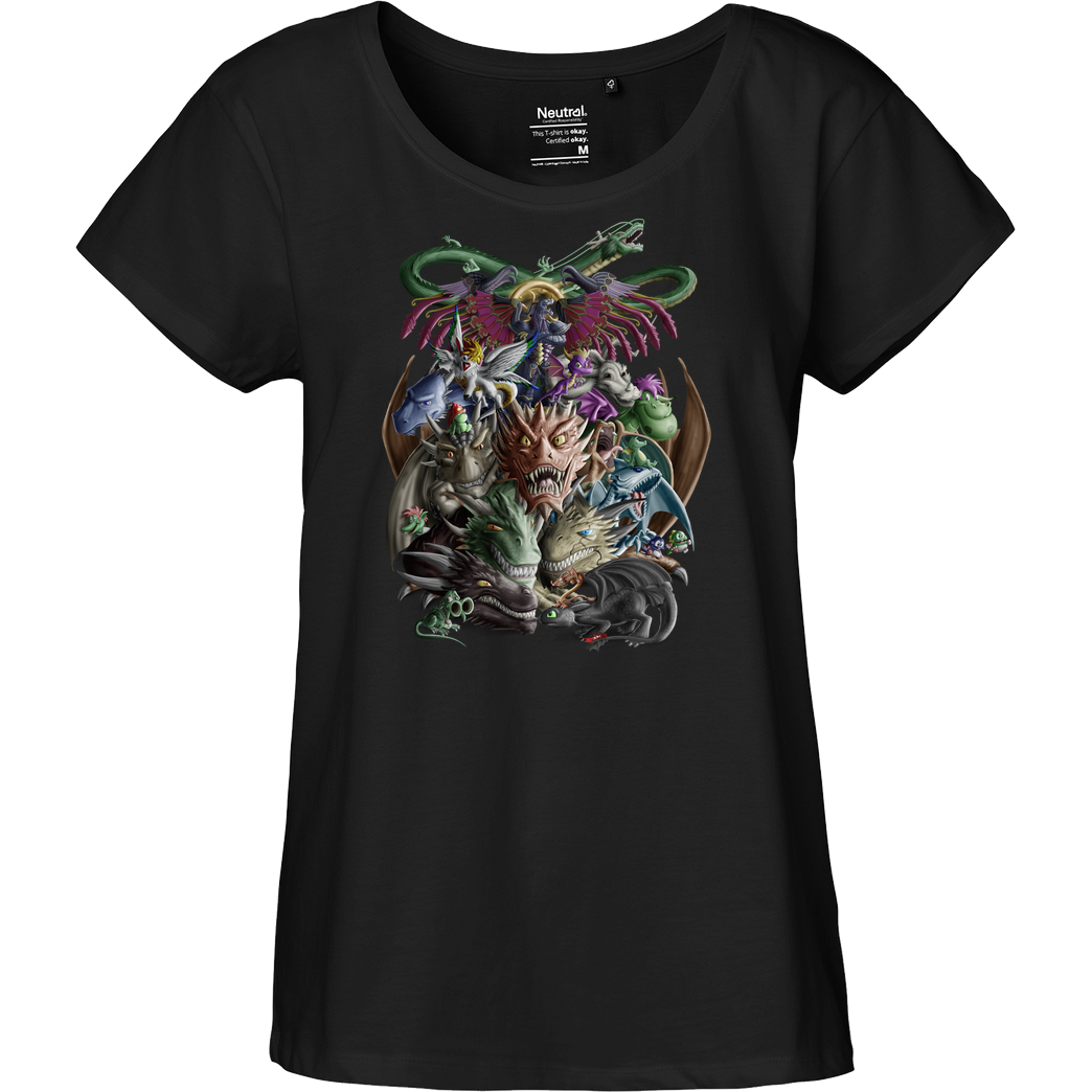 deMichl Dragons United T-Shirt Fairtrade Loose Fit Girlie - black