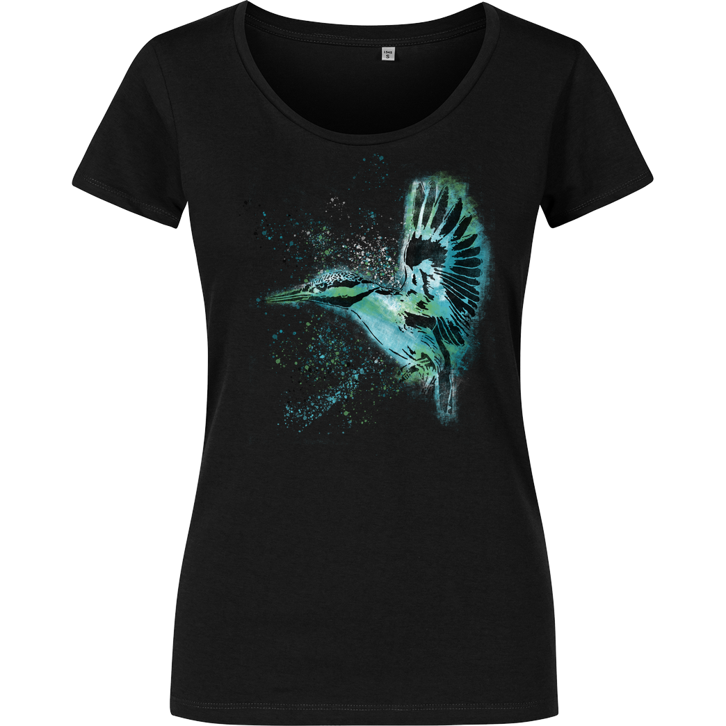 Falschparka Eisvogel /  Kingfisher T-Shirt Girlshirt schwarz