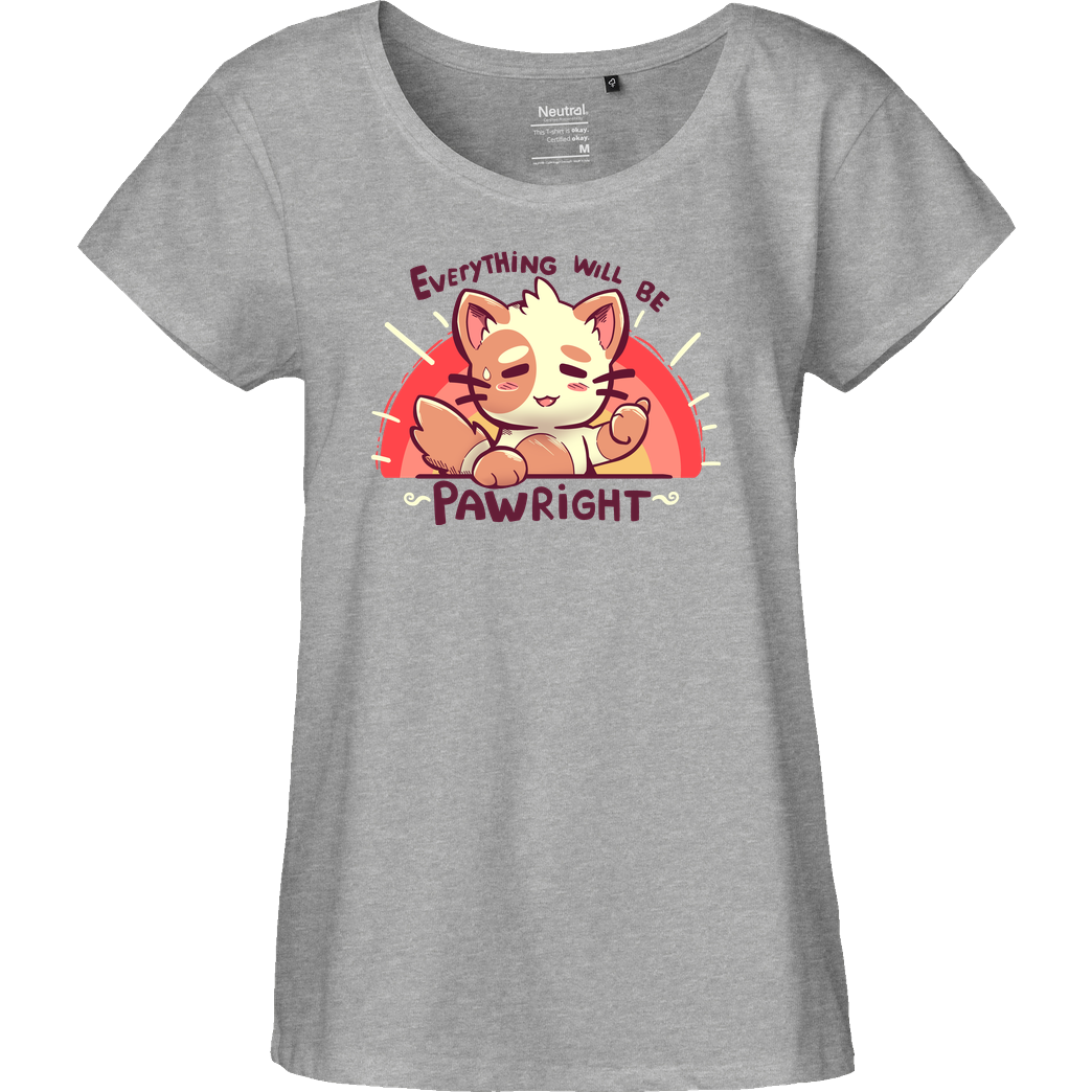 TechraNova Everything will be PAWright T-Shirt Fairtrade Loose Fit Girlie - heather grey
