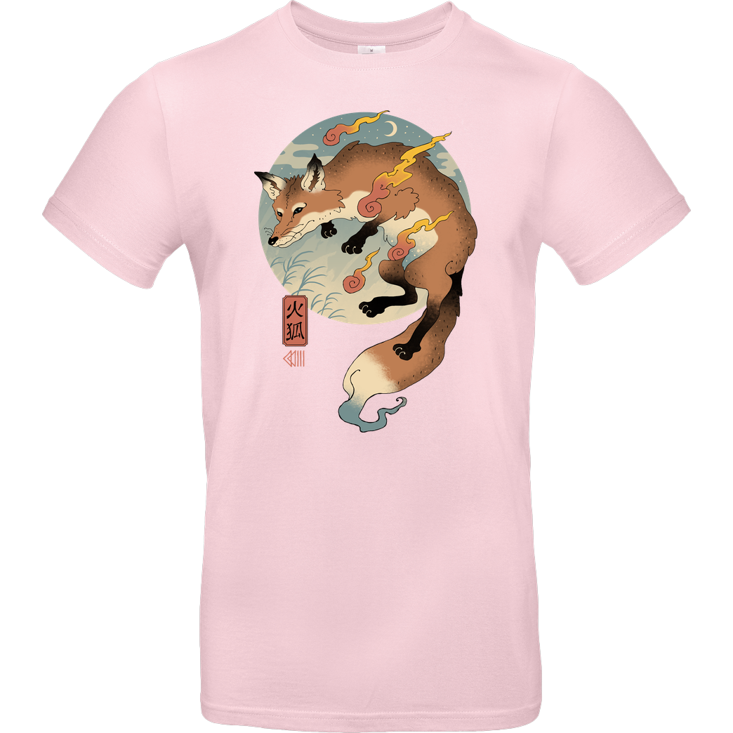 Vincent Trinidad Fire Fox Ukiyo-e T-Shirt B&C EXACT 190 - Light Pink