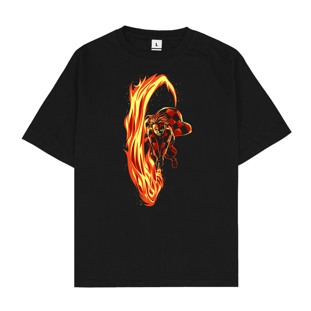 Albertocubatas Fire Katana T-Shirt Oversize T-Shirt - Black