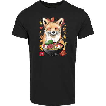 Fox, Leaves and Ramen House Brand T-Shirt - Black