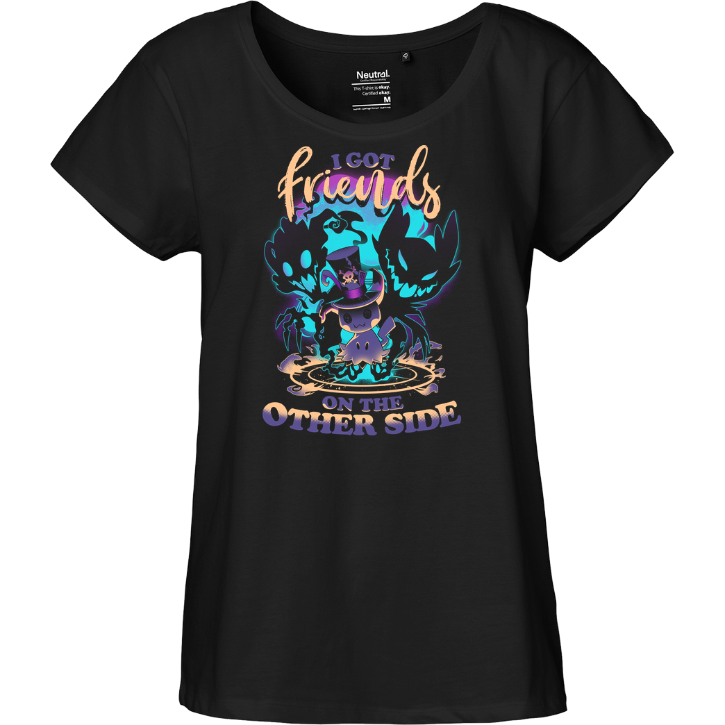 Snouleaf Friends on the Other Side T-Shirt Fairtrade Loose Fit Girlie - black