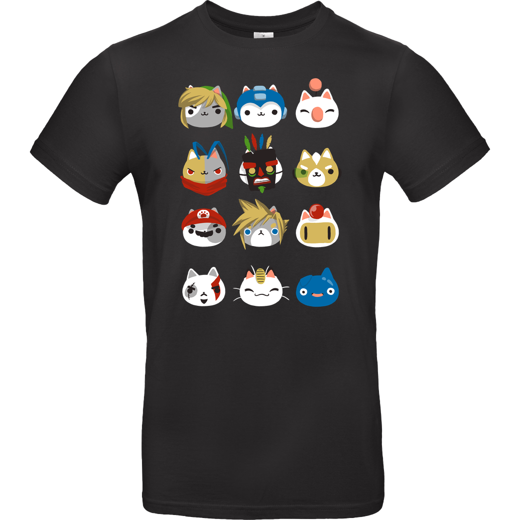 BlancaVidal Gamer Cats T-Shirt B&C EXACT 190 - Black