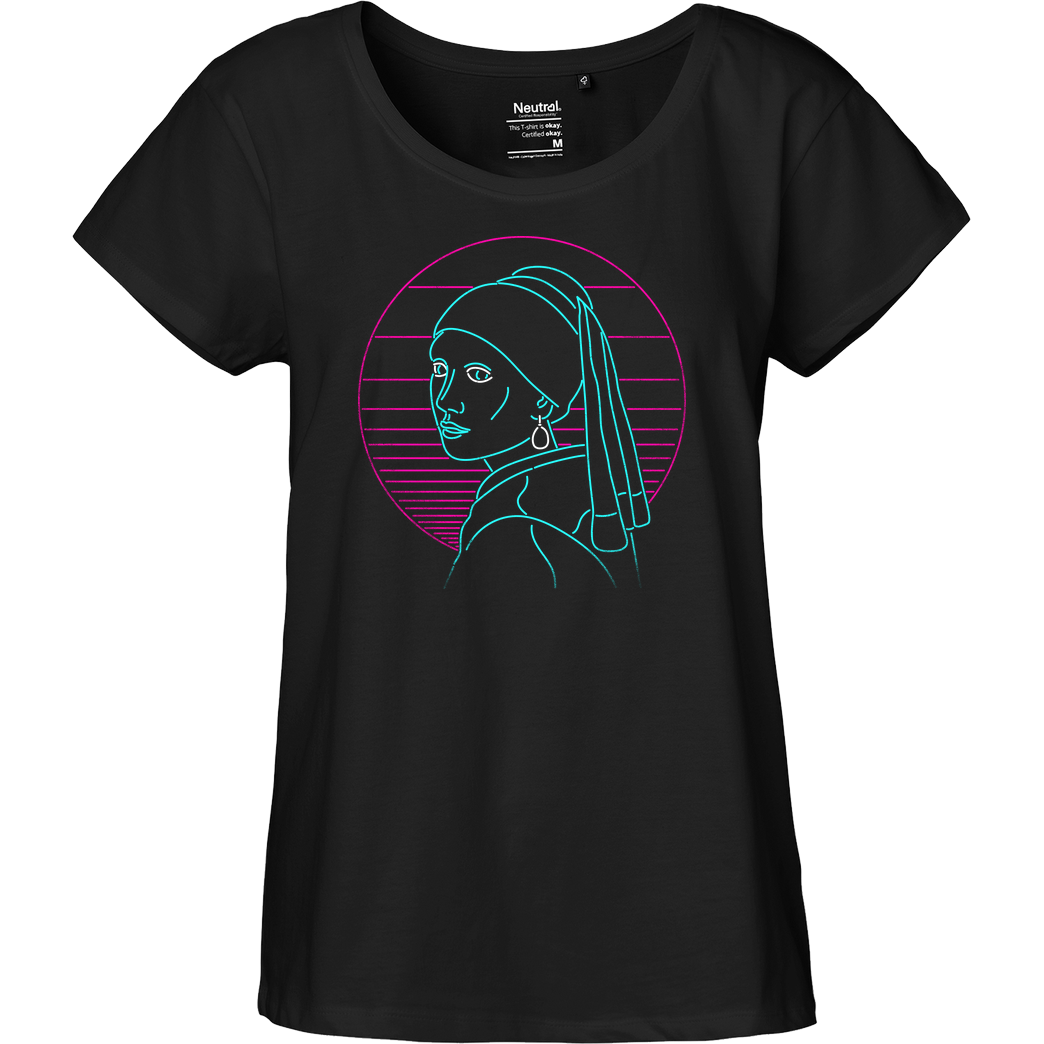 Rocketman Girl with a neon earring T-Shirt Fairtrade Loose Fit Girlie - black