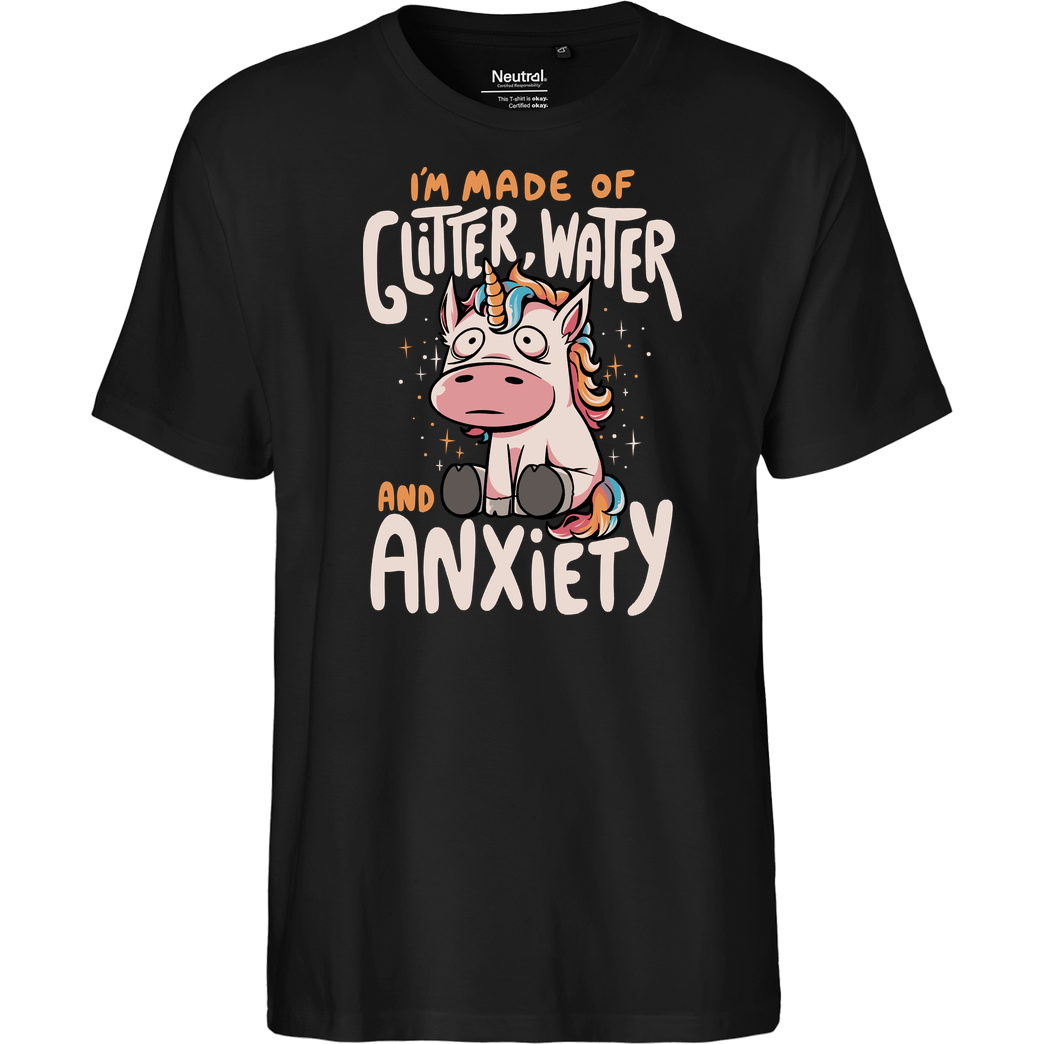 EduEly Glitter Water and Anxiety T-Shirt Fairtrade T-Shirt - black