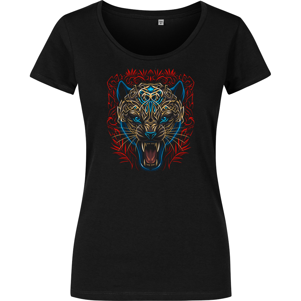 Albertocubatas Golden panther tribal T-Shirt Girlshirt schwarz