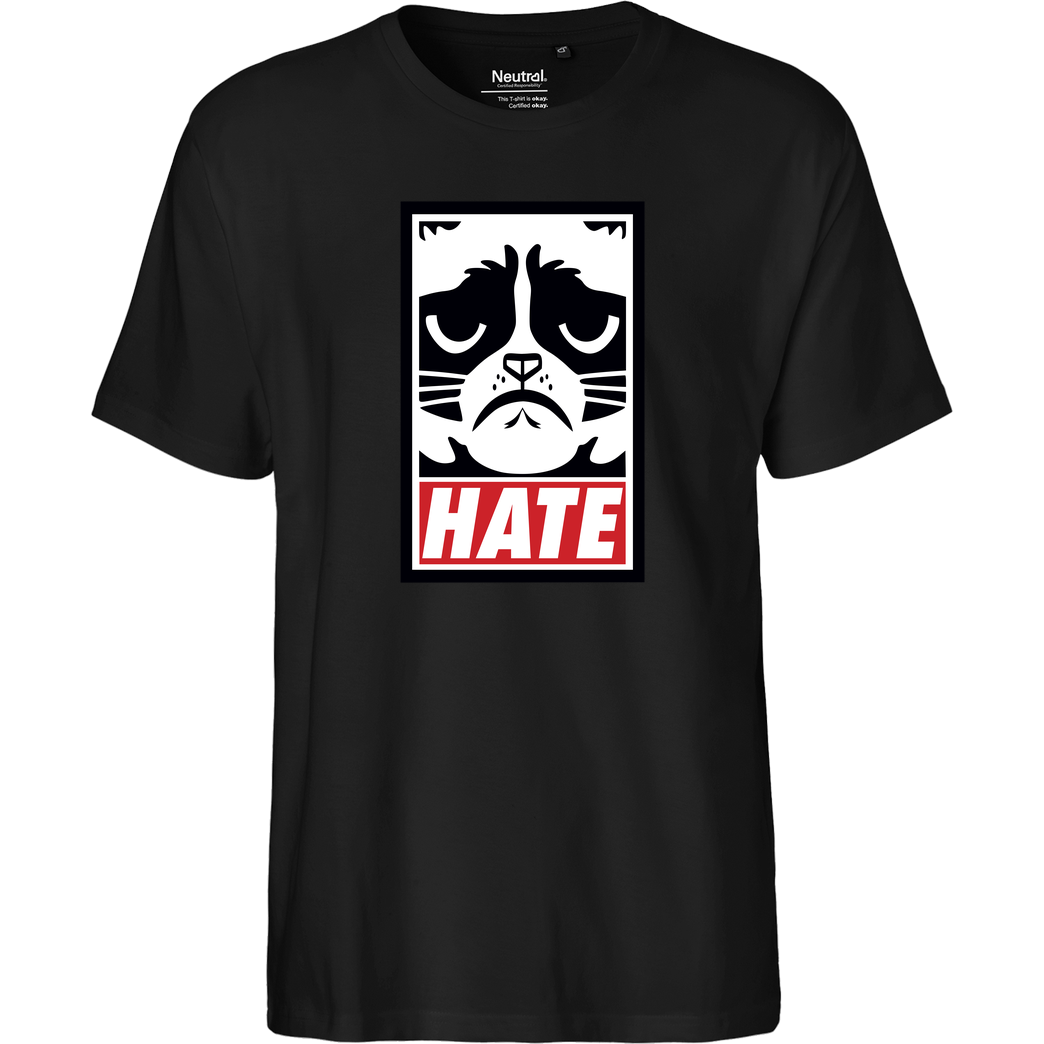 3dsupply Original Grumpy Cat - Hate T-Shirt Fairtrade T-Shirt - black