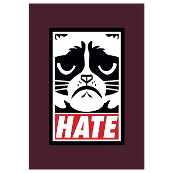 Grumpy Cat - Hate Art Print burgundy