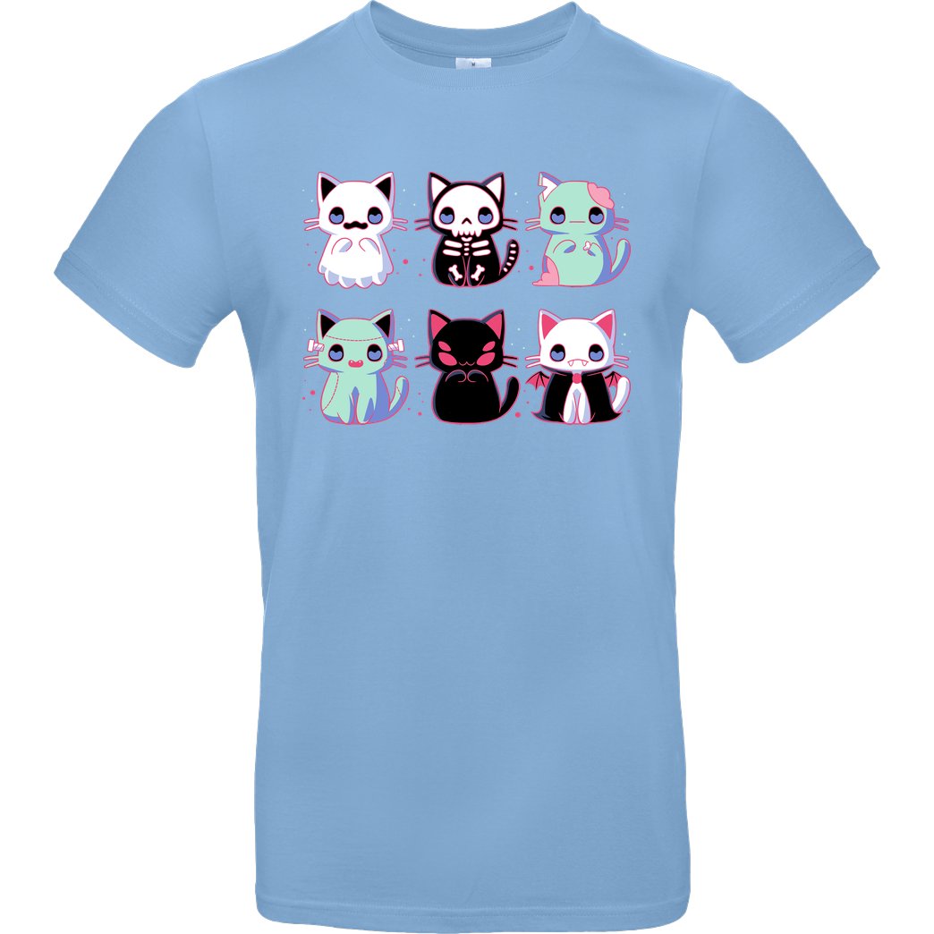 xMorfina Halloween Cats T-Shirt B&C EXACT 190 - Sky Blue