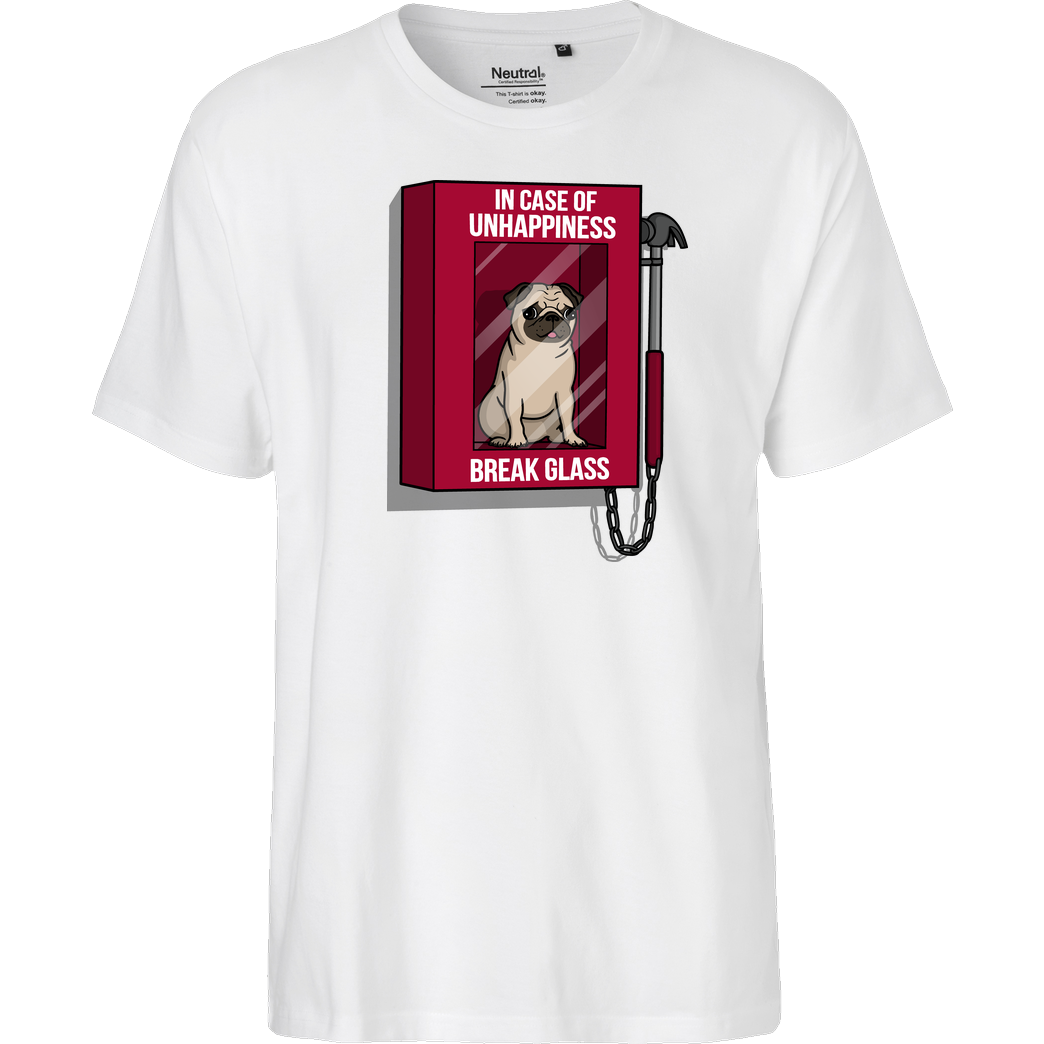 Raffiti Design Happiness Pug T-Shirt Fairtrade T-Shirt - white