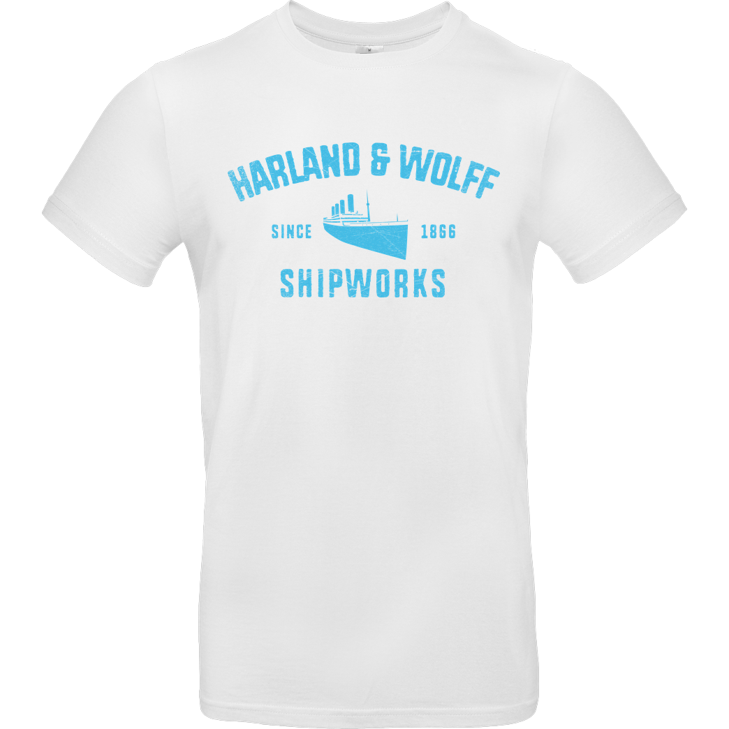 Mindsparkcreative Harland & Wolff Shipworks T-Shirt B&C EXACT 190 -  White