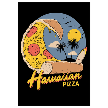 Hawaiian Pizza Art Print black