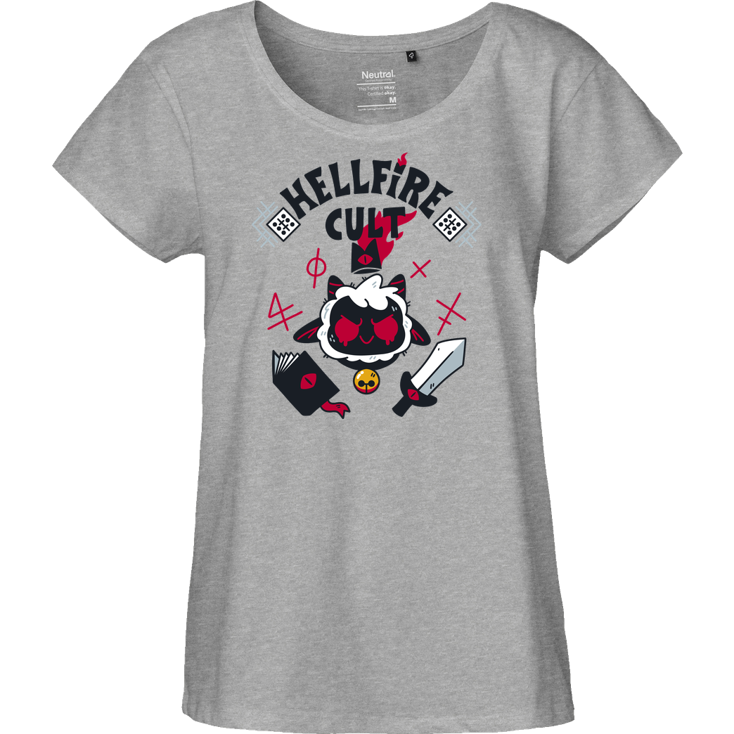 TheTeenosaur Hellfire Cult T-Shirt Fairtrade Loose Fit Girlie - heather grey