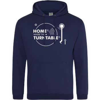 Home is where the turntable is JH Hoodie - Navy