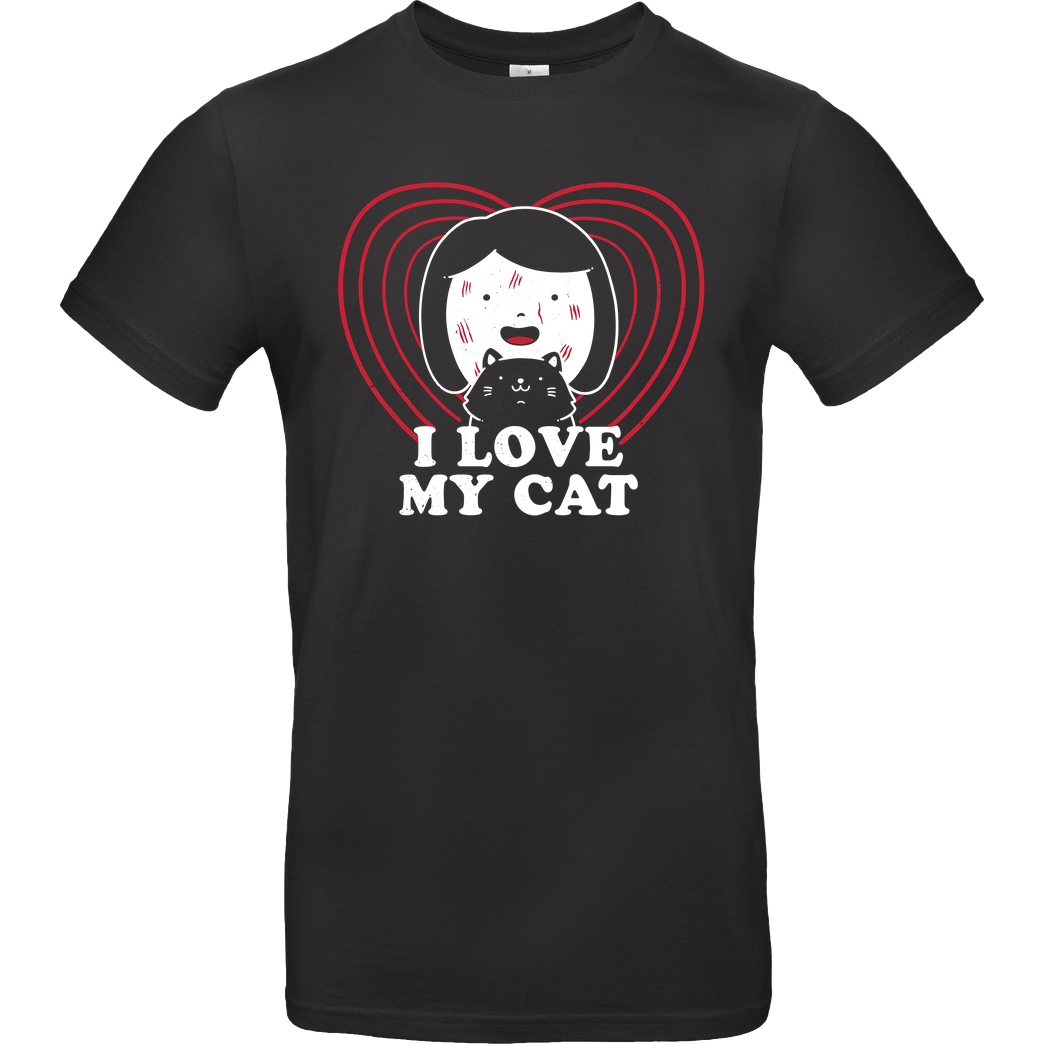 EduEly I Love my Cat T-Shirt B&C EXACT 190 - Black
