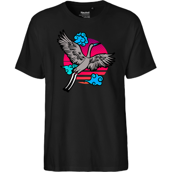 Japanese Art Stork Fairtrade T-Shirt - black