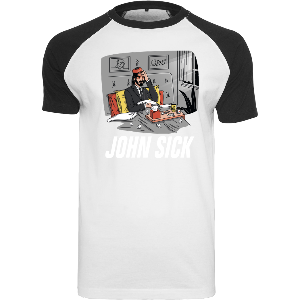 OlipopArt John Sick T-Shirt Raglan Tee white