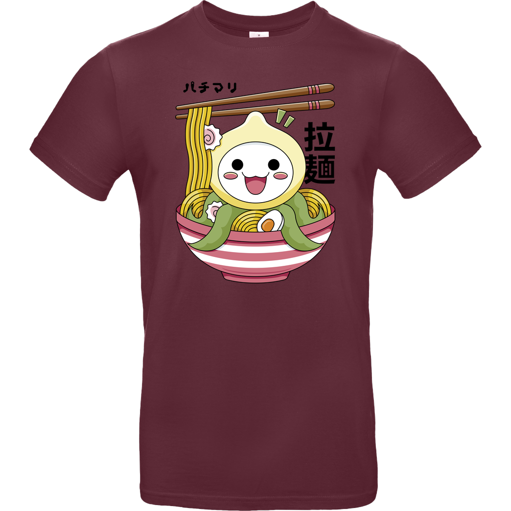 Logozaste Kawaii Onion Octopus Ramen T-Shirt B&C EXACT 190 - Burgundy
