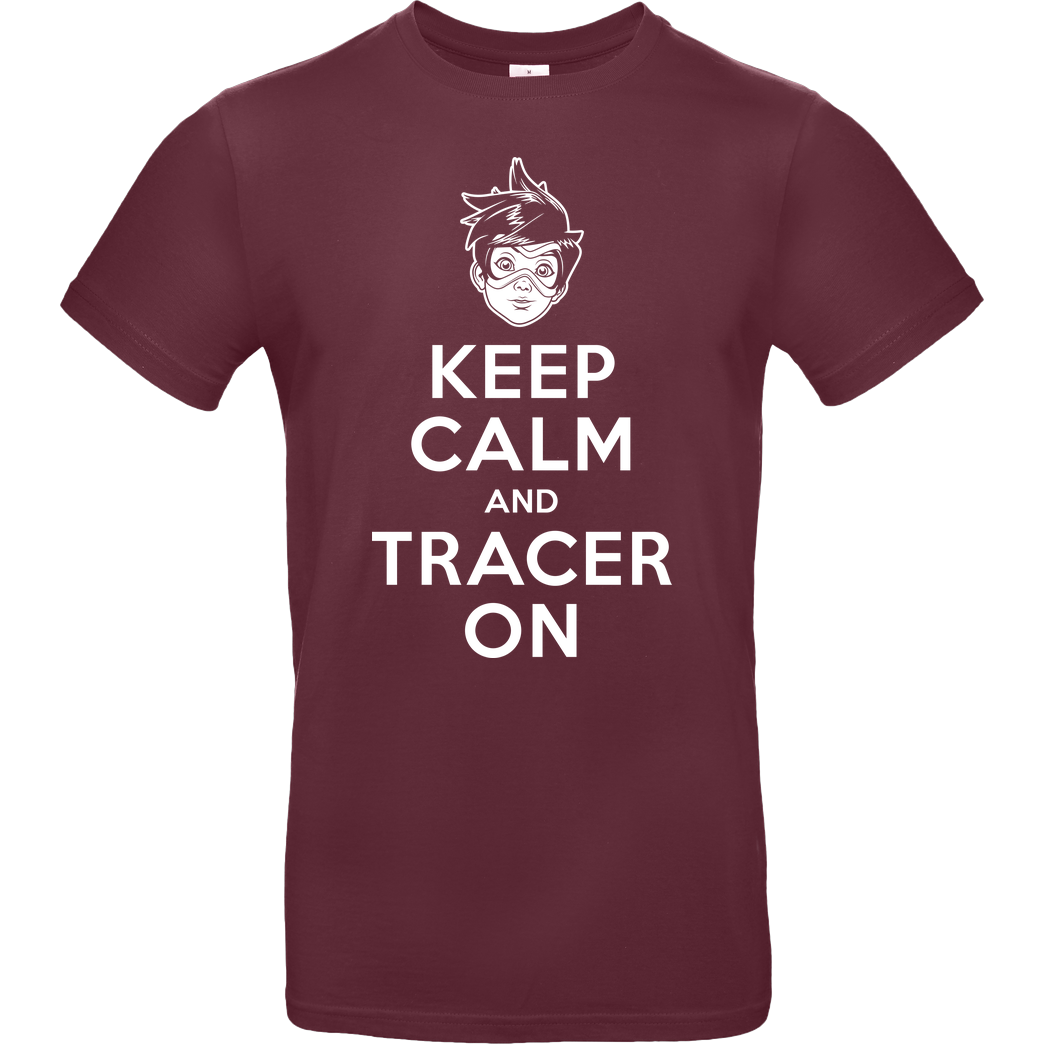 OlipopArt Keep Calm and Tracer on T-Shirt B&C EXACT 190 - Burgundy