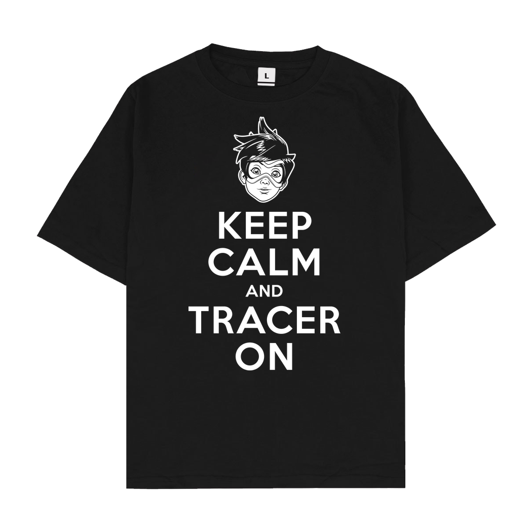 OlipopArt Keep Calm and Tracer on T-Shirt Oversize T-Shirt - Black