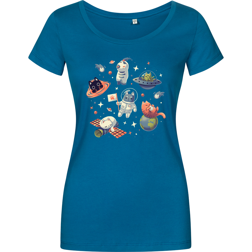 GeekyDog Kitty Cats in Space T-Shirt Girlshirt petrol